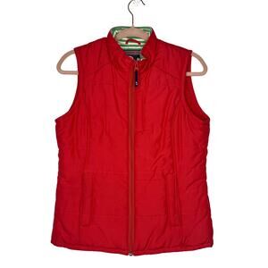 Vineyard Vines Salmon Coral Pink Quilted Puffer Zip Up Pockets Vest Size S